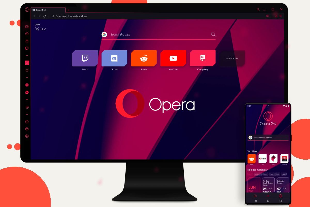 Opera GX mobile i komp