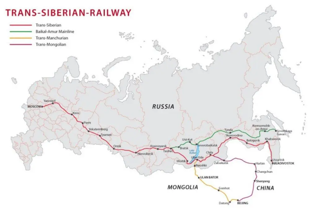 Kolej Transsyberyjska - trasa