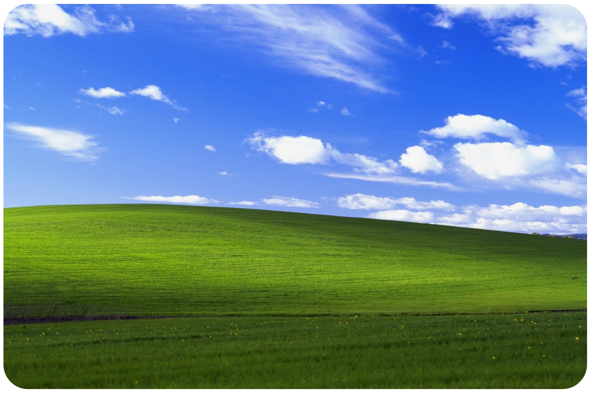 Windows XP i jego każdemu już znana tapeta