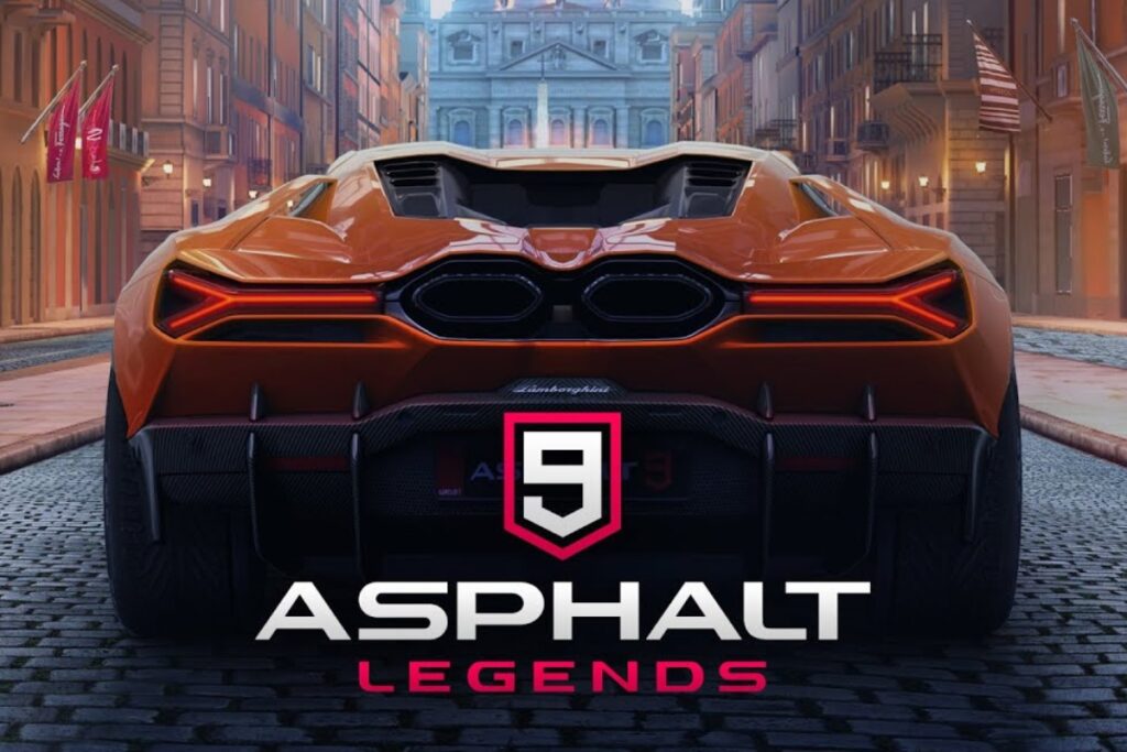 grafika z samochodem i logo gry asphalt 9 legends