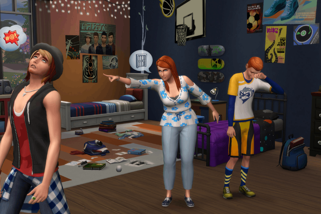 buntujący się nastolatkowie w the sims 4 z matką