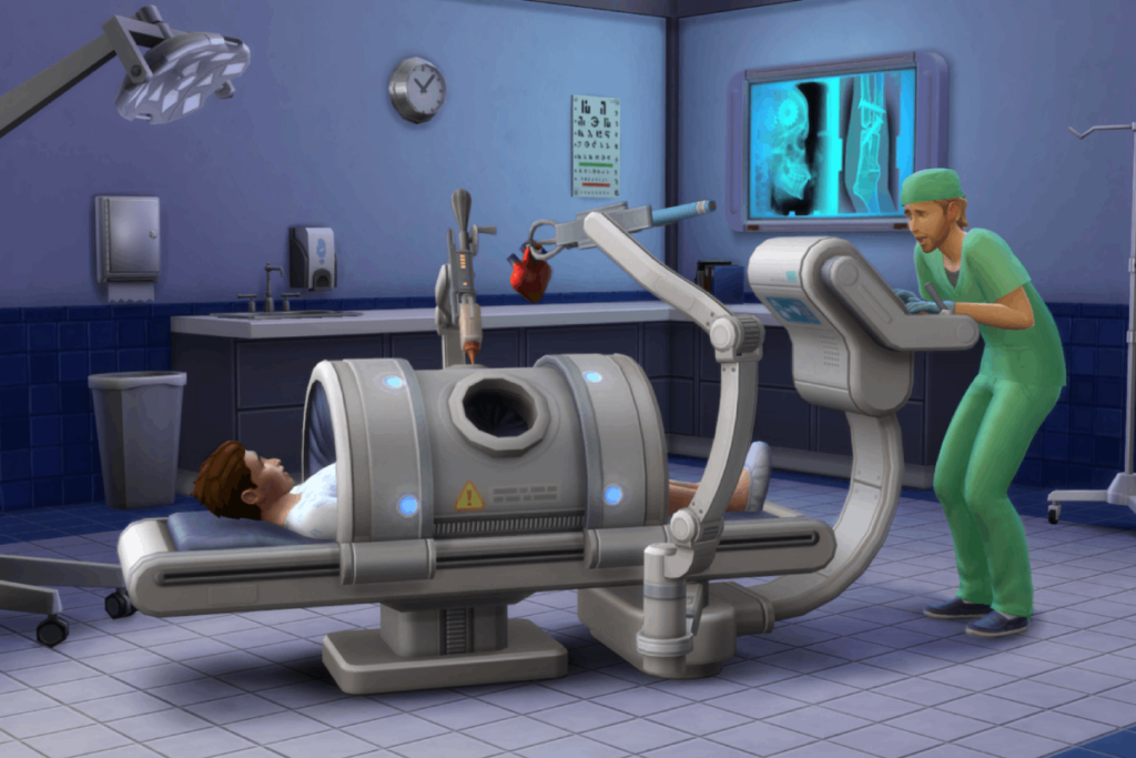 operacja z użyciem konsoli w szpitalu w the sims 4