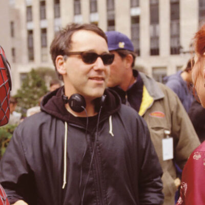 Sam Raimi na planie filmowym przy nagrywaniu Spider-Mana